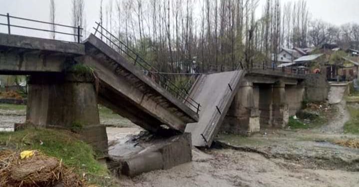 Bridge connecting several parts of Chadoora village collapses