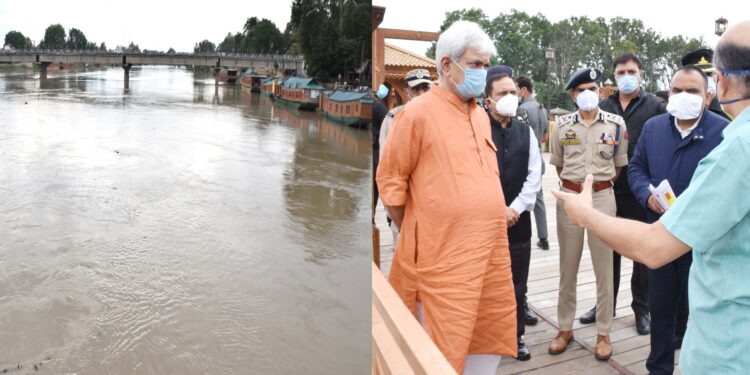 Rains aftermath, Lt Governor Sinha conducts tour of Srinagar City
