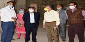 Commissioner Secretary I&C reviews progress on Jhelum Tawi Flood Recovery Project at Govt Silk Factory Rajbagh