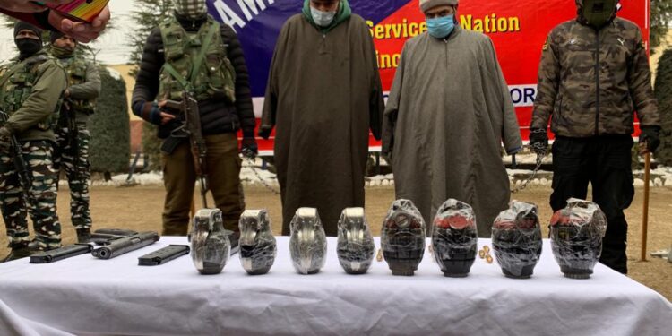 02 JeM militant associates arrested in Bandipora ,Arms and Ammunition recovered