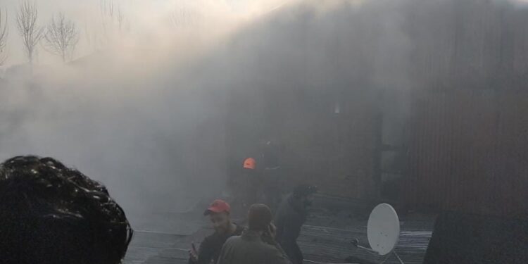 House damaged in massive fire at Rajbagh Srinagar