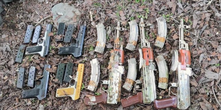 03 AK rifles, 04 pistols recovered along LoC in Tangdhar Kupwara: Police