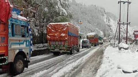 Highway Closed Due To Landslides, Snowfall