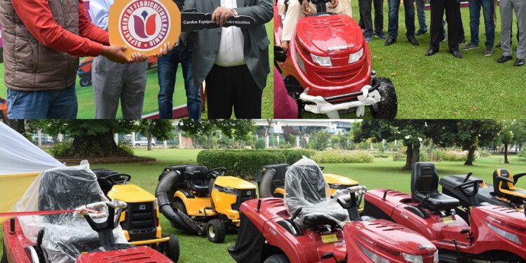 Commissioner Secretary Floriculture inaugurates ride on mowers