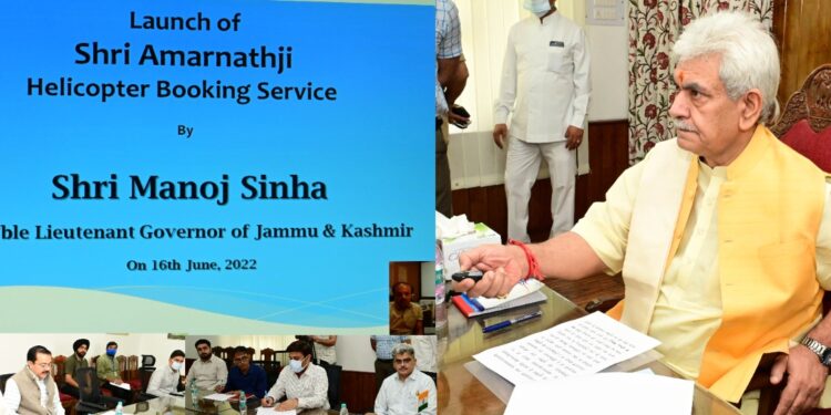 Lt Governor launches online helicopter booking service portal for Shri Amarnath Ji Yatra