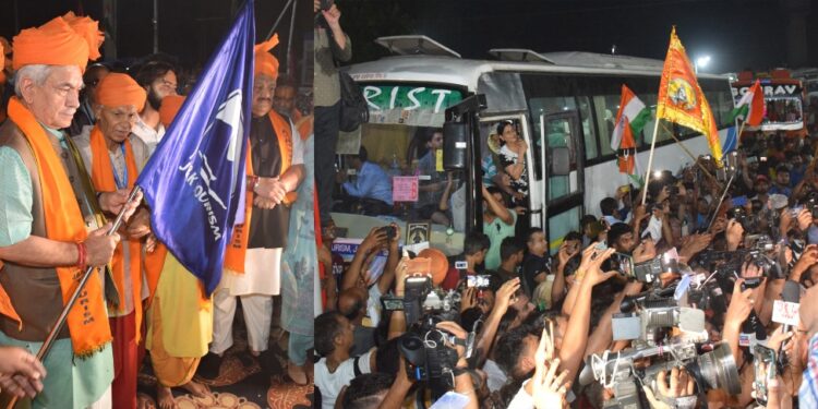 Lt Governor flags off the first batch of Shri Amarnath Ji Pilgrims