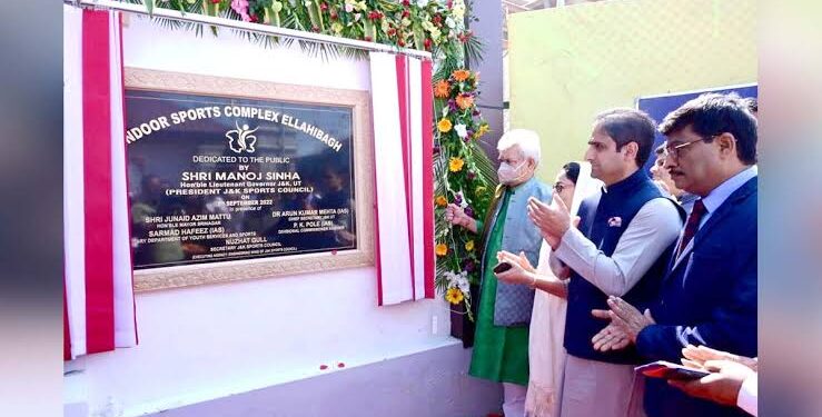 Sinha inaugurates Ellahi Bagh Indoor Sports Stadium in Downtown Srinagar