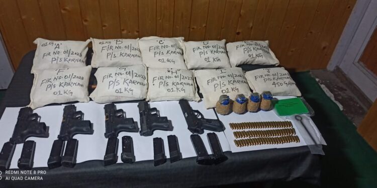 Huge Cache of Arms, Ammunition & Narcotics Seized, 1 Arrested in Kupwara: Police