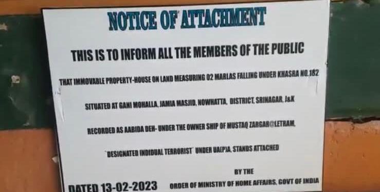 NIA Attaches Al-Umar Chief Mushtaq ‘Latram’s’ House In Nowhatta Srinagar