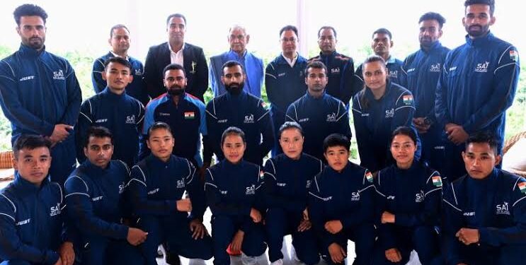 LG interacts with Indian Wushu team athletes, coaches