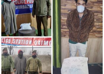 Police arrests 03 drug peddlers in Sopore & Kulgam; Contraband substances recovered
