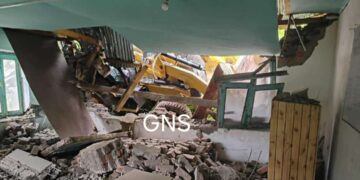 School Building Damaged As Unmanned JCB Rolls Into Classrooms In Uri’s Churanda